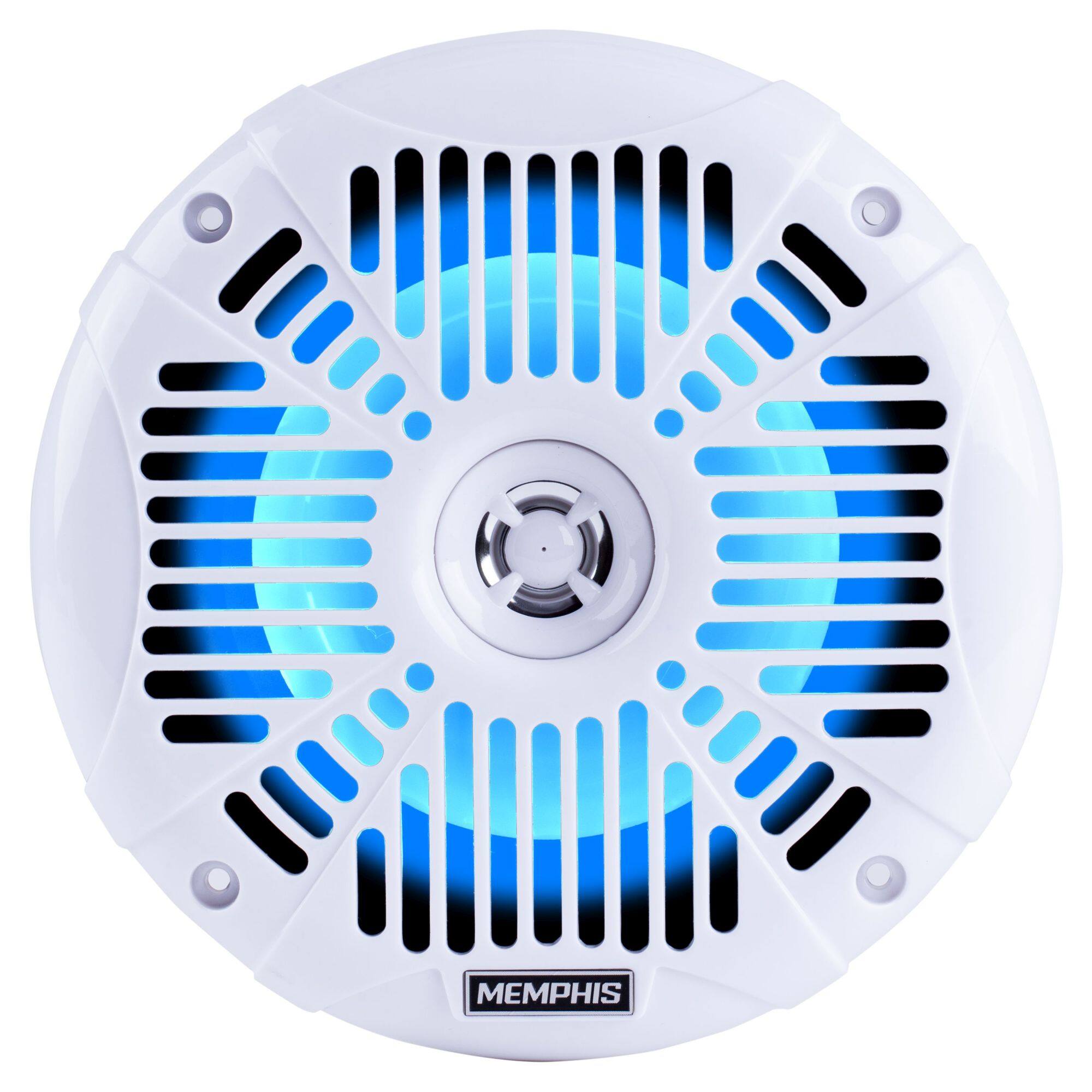 Alt View 2. Memphis Car Audio - Memphis Audio MXA602SLW MXA OEM Fit 6.5" Marine Grade Coaxial Speakers, White With Blue LED - Pair - Black/Gray.