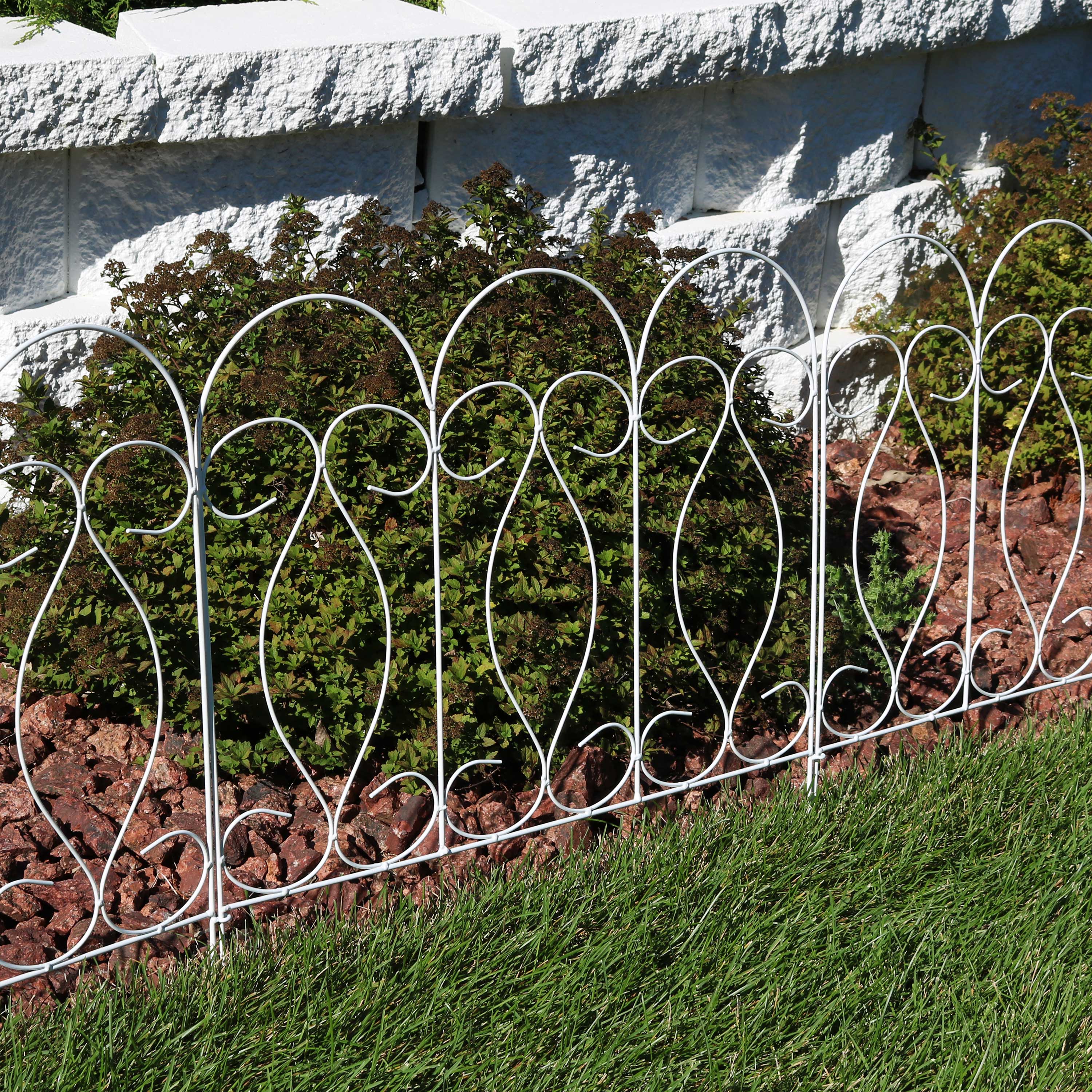 Alt View 3. Sunnydaze - 5-Piece Traditional Iron Garden Border Fencing - 10 ft - White.