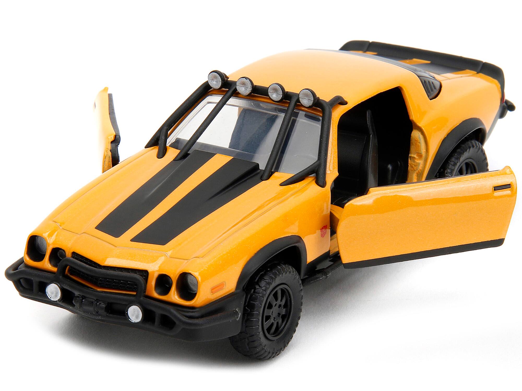 Angle. Jada - 1977 Chevrolet Camaro Off-Road Yellow Metallic Black Stripes Transformers Rise of the Beasts 2023 Hollywood Rides 1/32 - Yellow Metallic With Black.