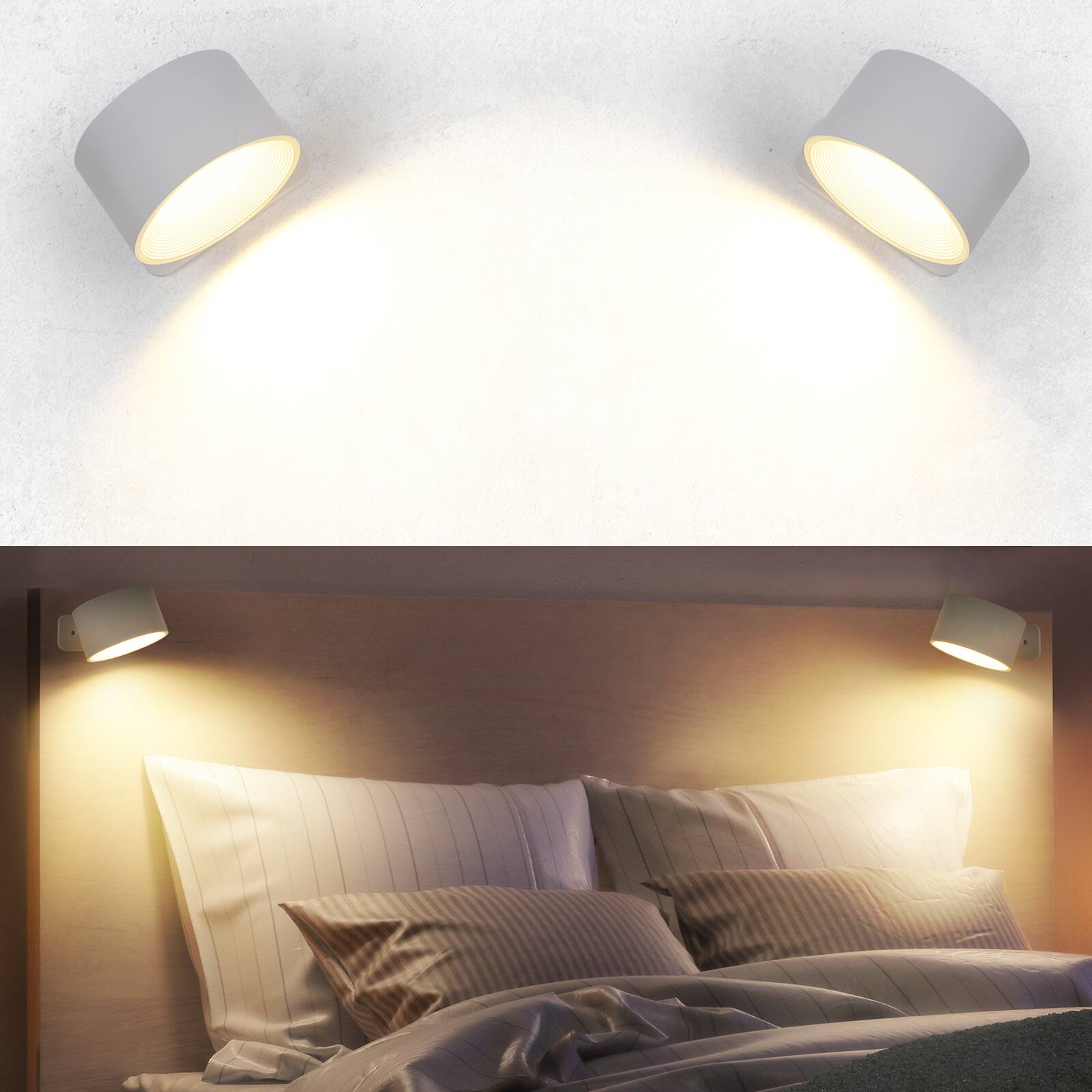 Oumilen 2 Pack Rechargeable Magnetic LED Wall Sconce – White Remote ...