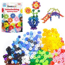 PicassoTiles - PICASSO-TILES Rainbow Interlocking Plastic Building Chip Blocks, 108PCS STEM Educational Toy for Kids, Mix Colors - Multicolor