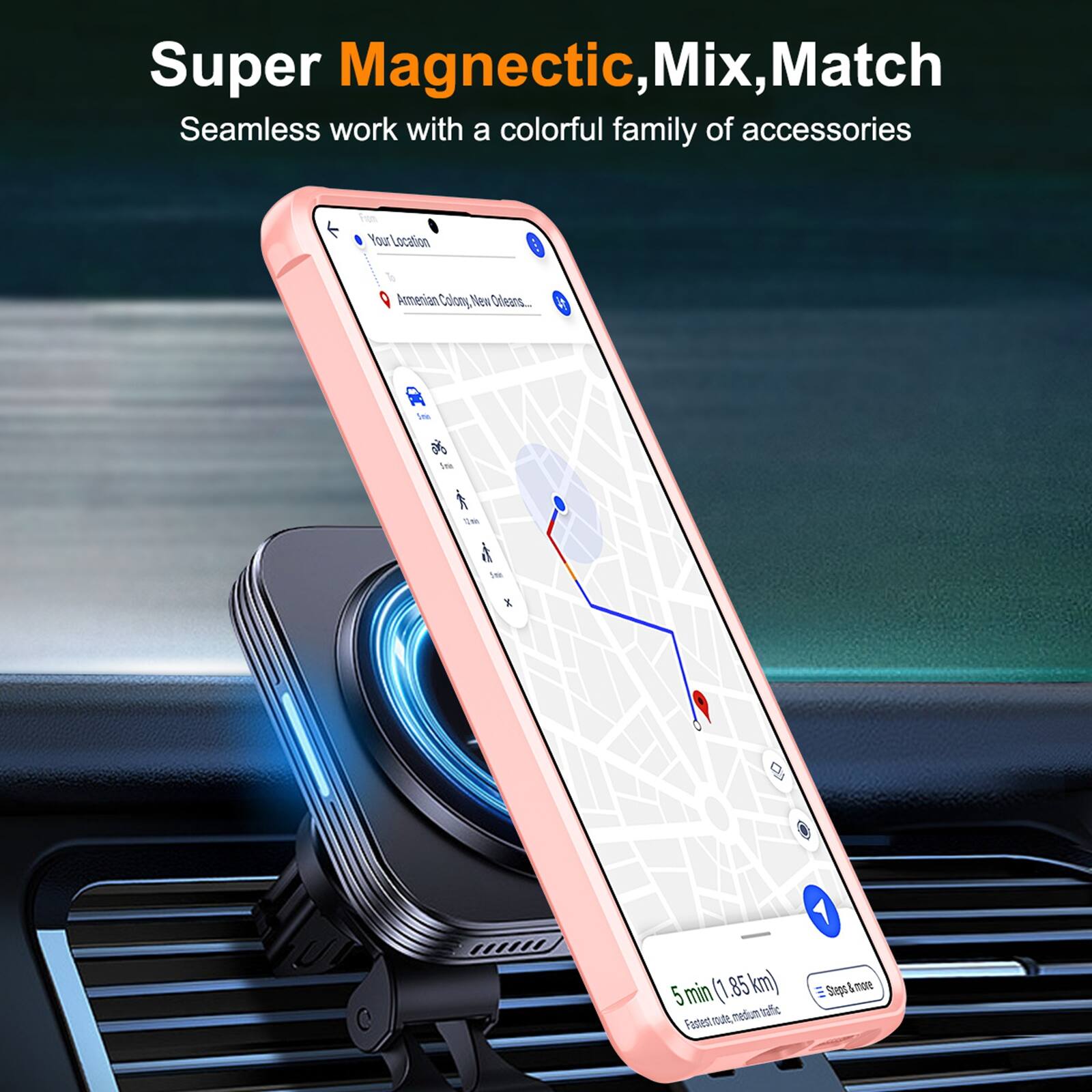 Super Magnetic, Mix, Match  
Seamless work with a colorful family of accessories  

Your Location  
Armenian Colony, New Orleans...  

5 min (1.85 km)  
Steps & more  
Fastest route, medium traffic