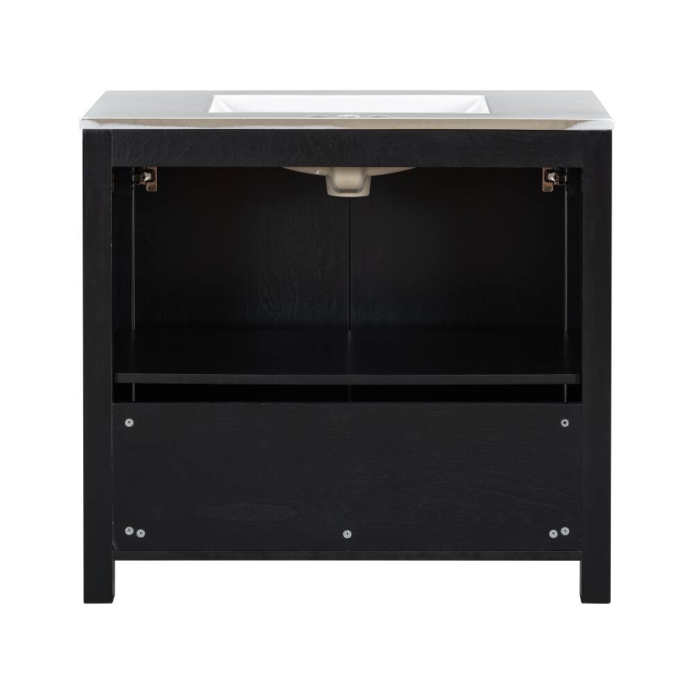 Alt View 8. Loheer - Loheer 36 inch bathroom vanity with sink, Vintage Espresso, Solid Wood Frame - Espresso.