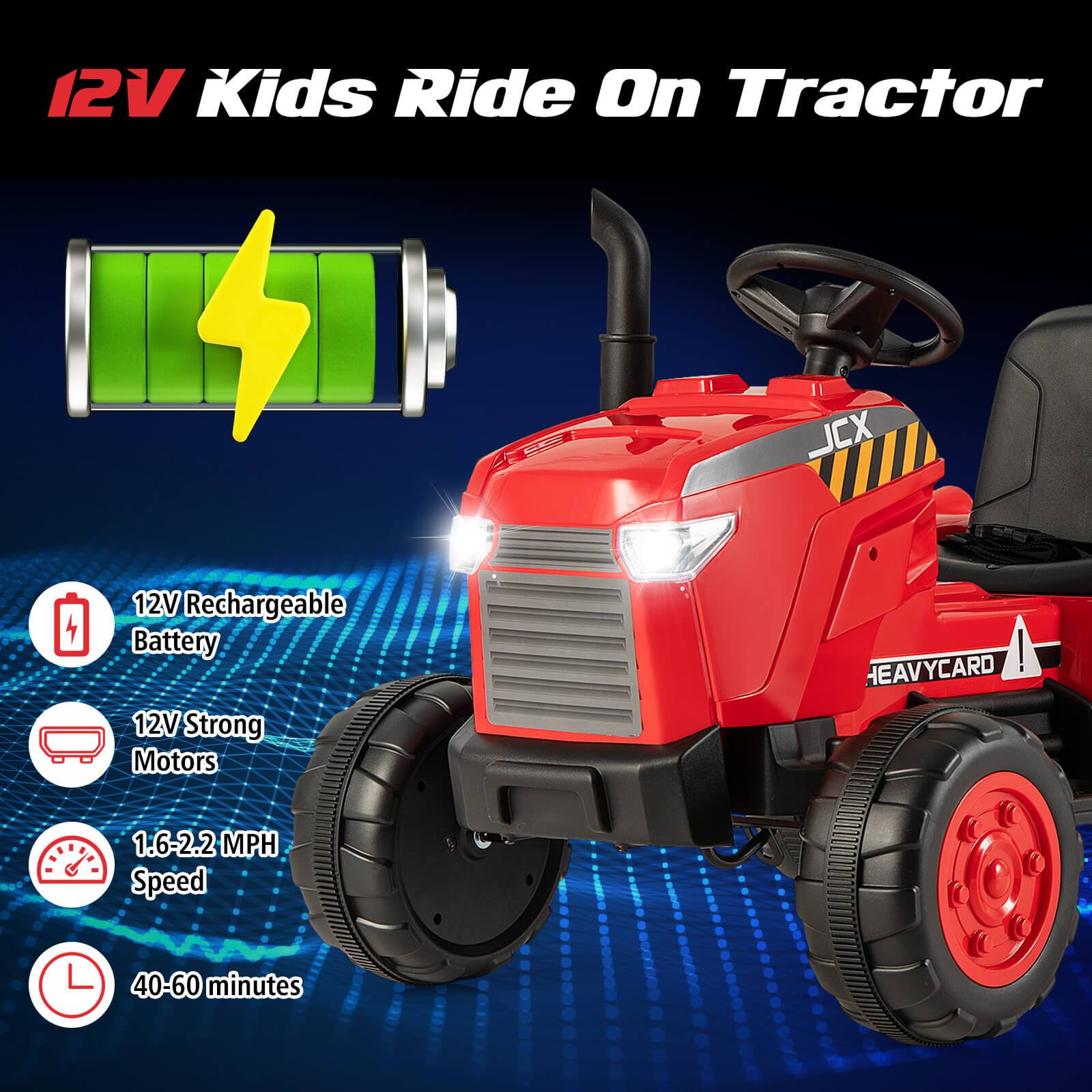 12V Kids Ride On Tractor

- 12V Rechargeable Battery
- 12V Strong Motors
- 1.6-2.2 MPH Speed
- 40-60 minutes