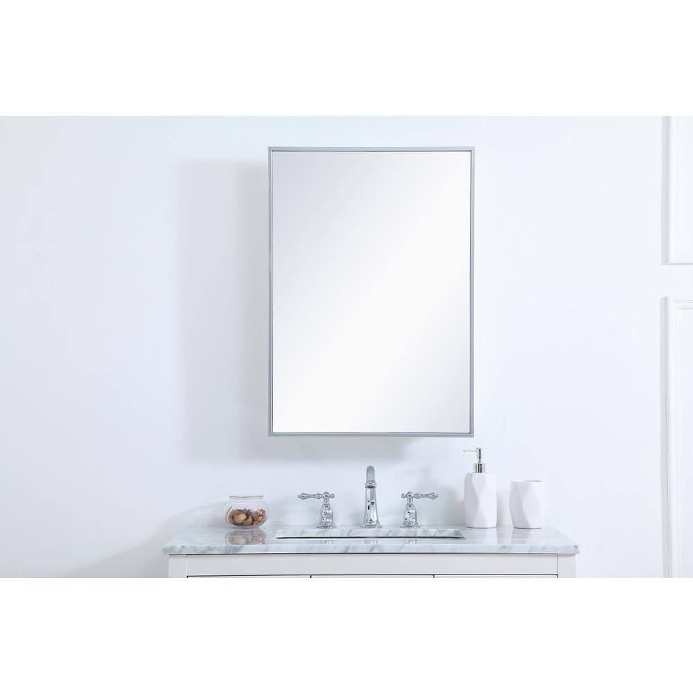 Front. Elegant Decor - Metal mirror medicine cabinet 20 inch x 28 inch in silver - Silver.