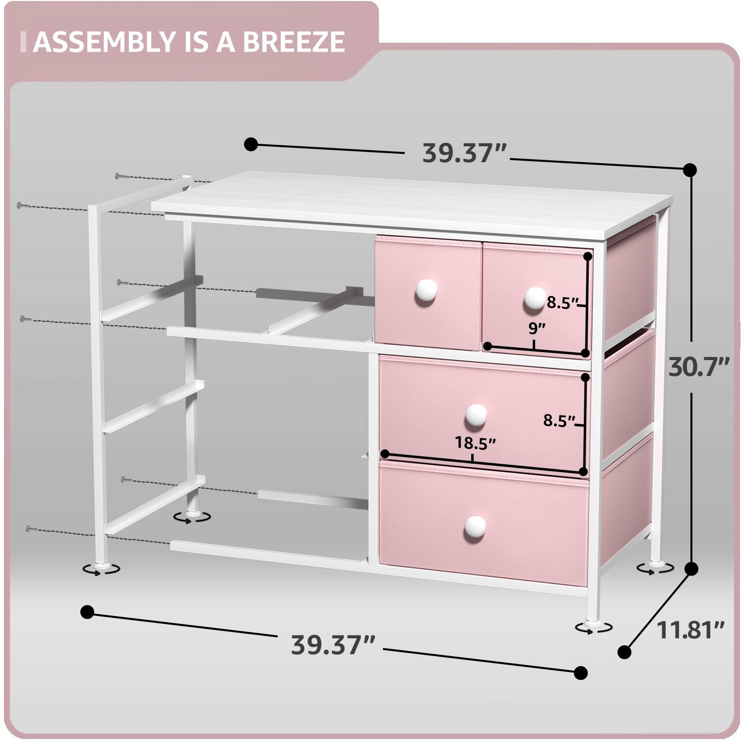 ASSEMBLY IS A BREEZE

39.37"  
8.5"  
9"  
30.7"  
18.5"  
8.5"  
39.37"  
11.81"