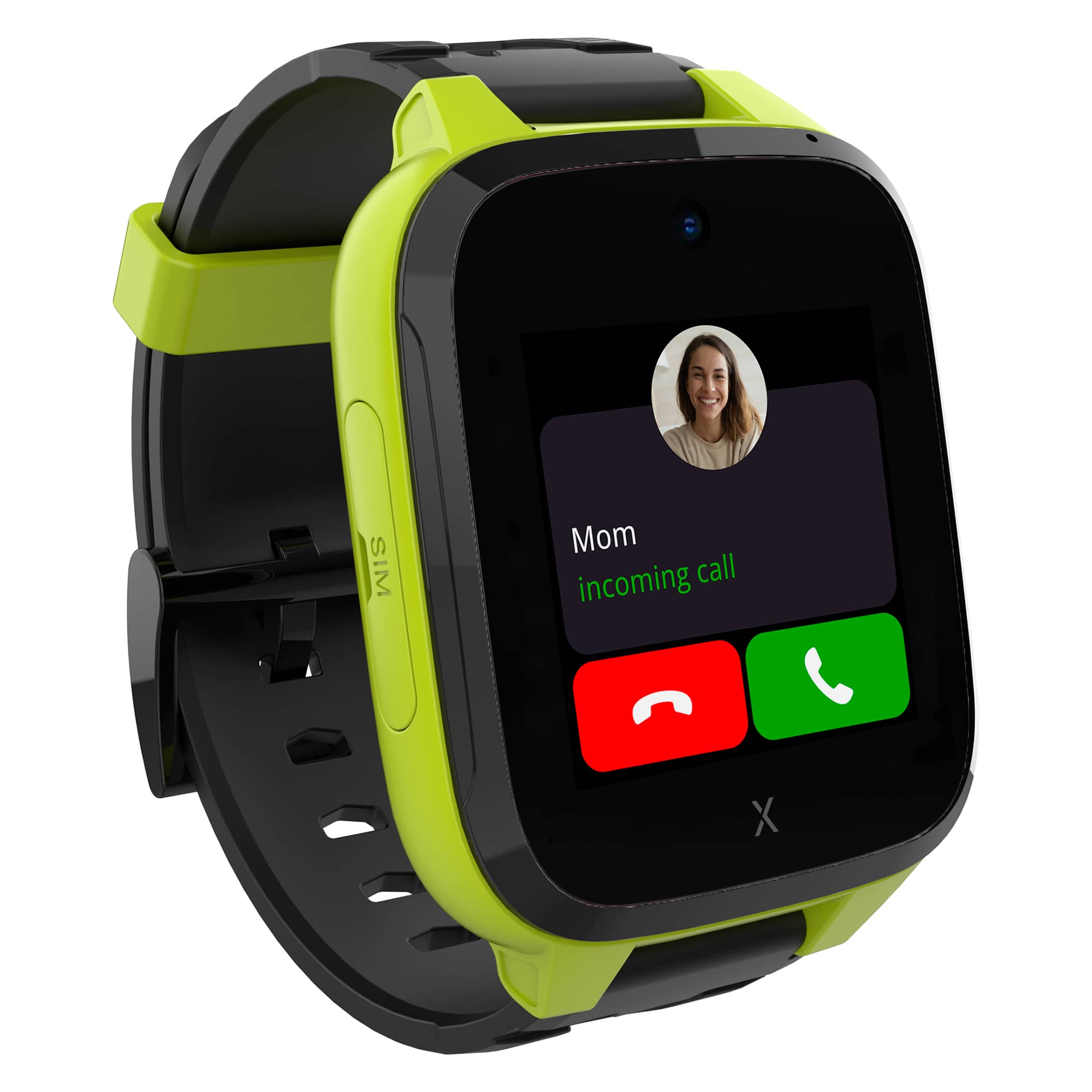 Angle. Xplora - Kids' XGO3 (GPS + Cellular) Smart Watch 42mm Calls, Messages, SOS, GPS Tracker, Camera, Step Counter, SIM Card - Green.