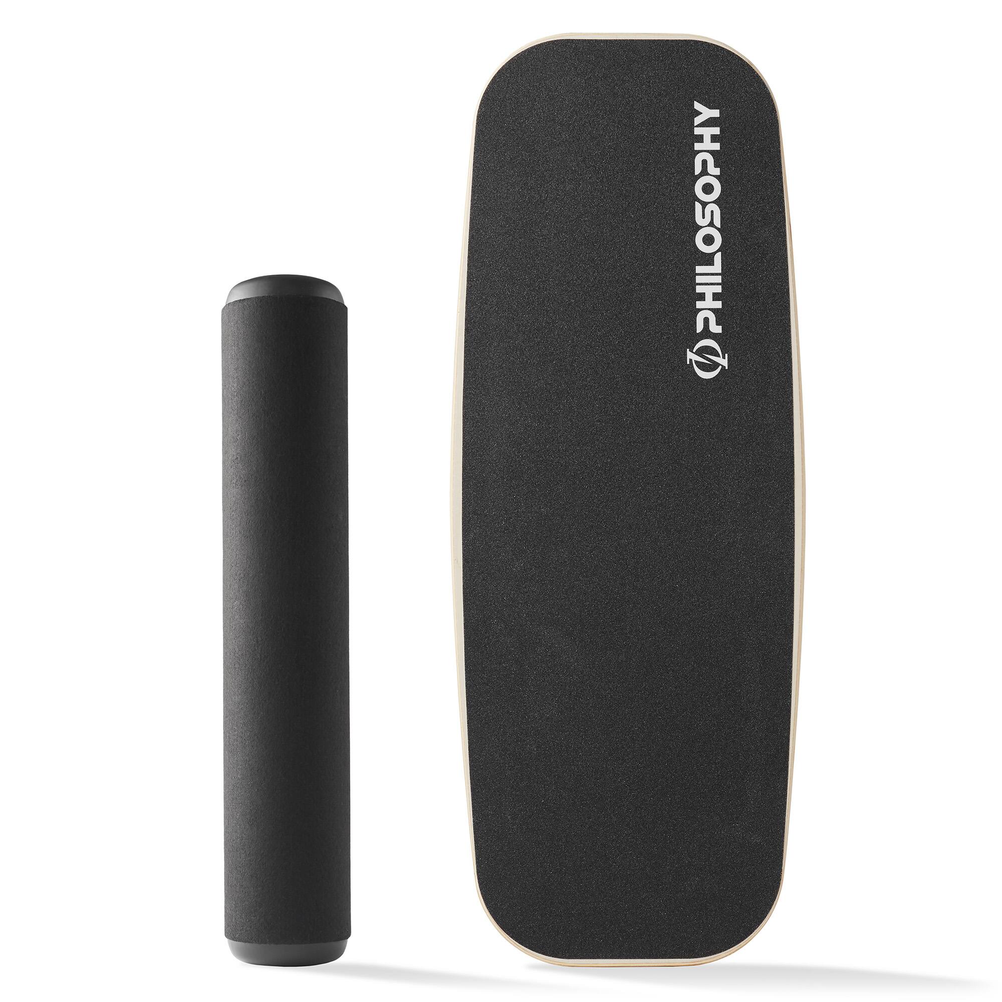 Alt View 1. Philosophy Gym - Balance Board - Wooden Balance Trainer with Adjustable Stoppers - Black.