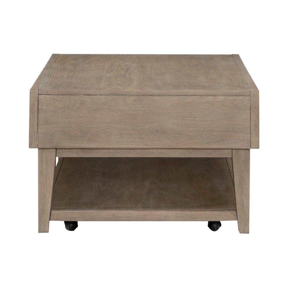 Alt View 1. Liberty Furniture Industries - Brentwood Cocktail Table with Drawer Storage - Sandstone Oak Wood - Sandstone.