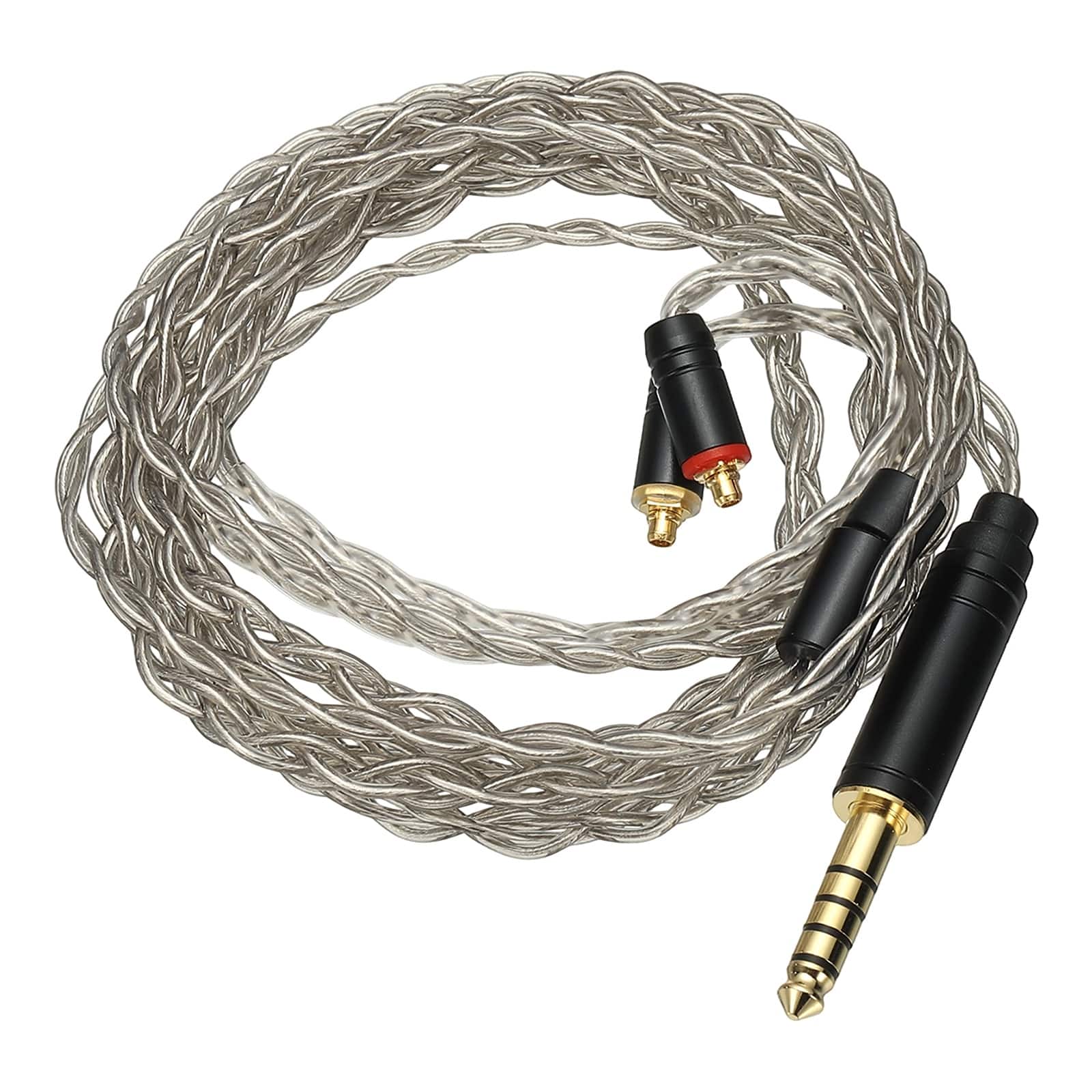 Unique Bargains - IEM Earphone Cable 1.2M, 28AWG 4-Core High Purity Silver-Plated HiFi Replacement for Ananda Arya HE400SE (4.4mm, MMCX) - Gray