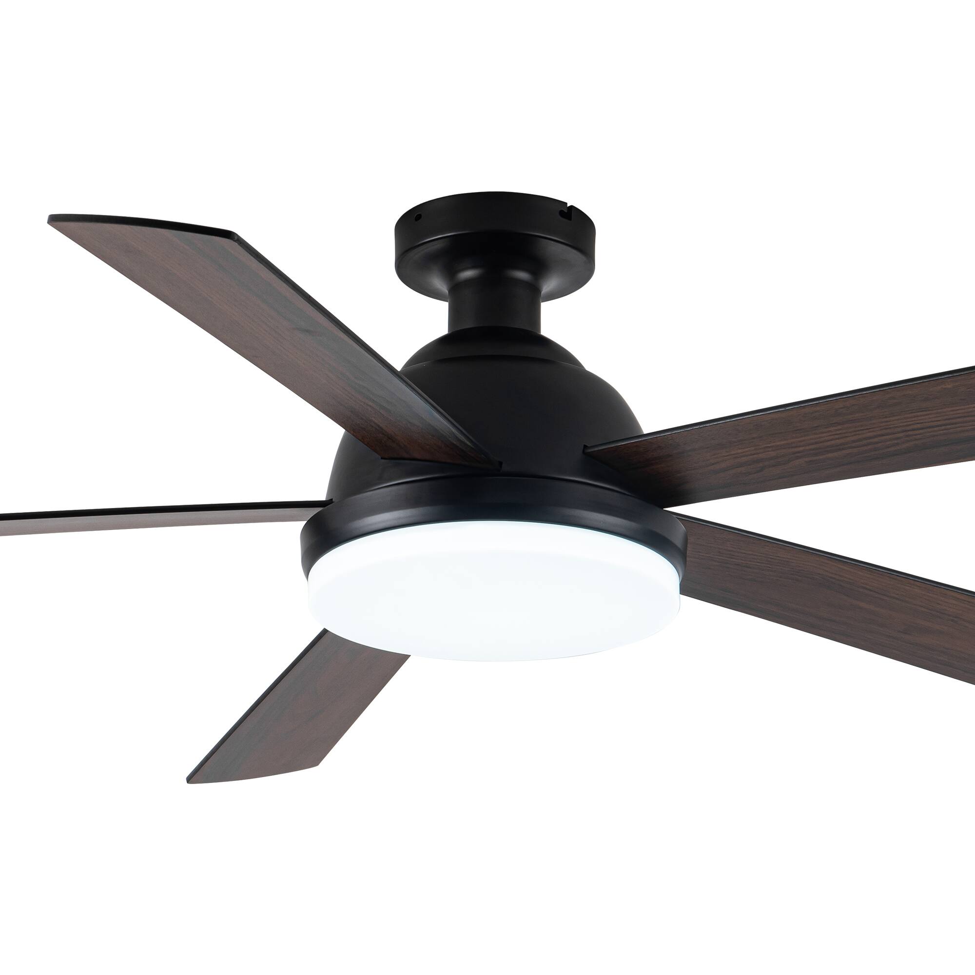 Alt View 9. Vaczon - 52‘’ Industrial Reversible Flush Mount Smart Ceiling Fan with Light and APP - Black.