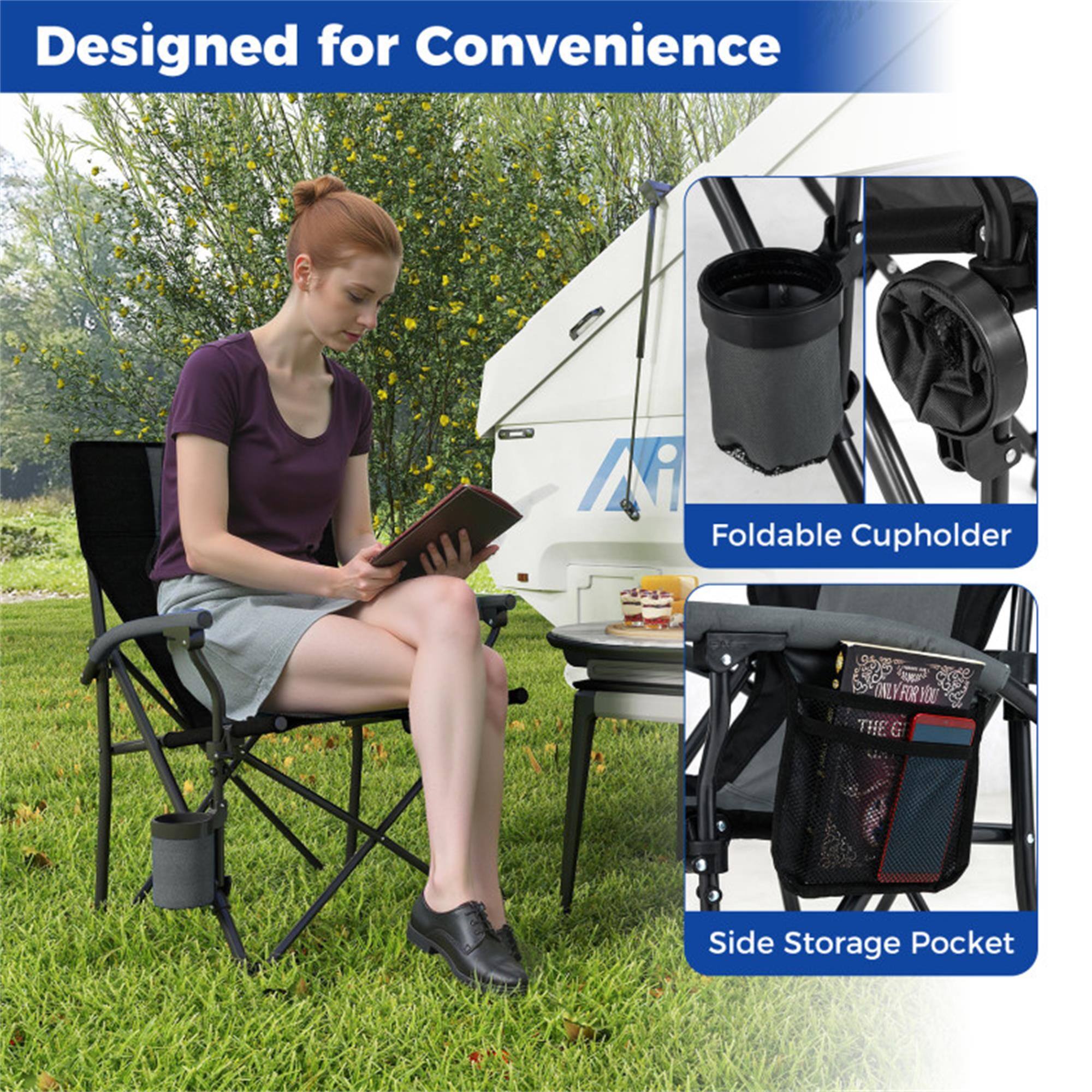 Designed for Convenience

Foldable Cupholder

Side Storage Pocket