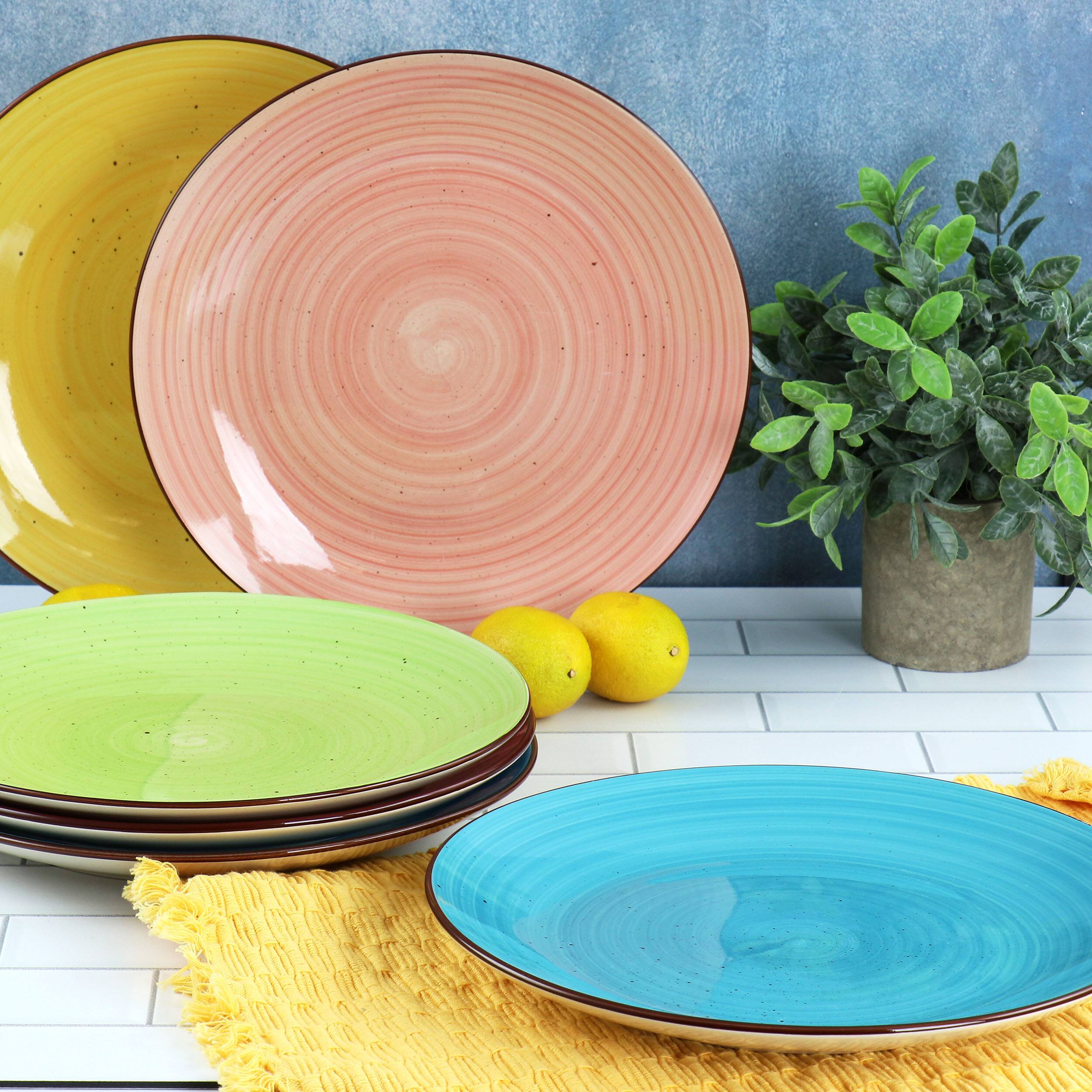 Alt View 3. Elama - Elama Sebastian 6 Piece Stoneware Dinner Plate Set in Assorted Colors - Multi.
