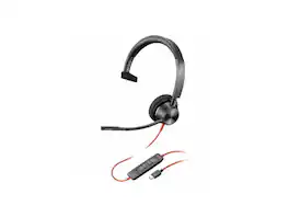 HP - Poly Blackwire 3310 USB-C Monaural Headset - 7ft, 3.5mm - Black
