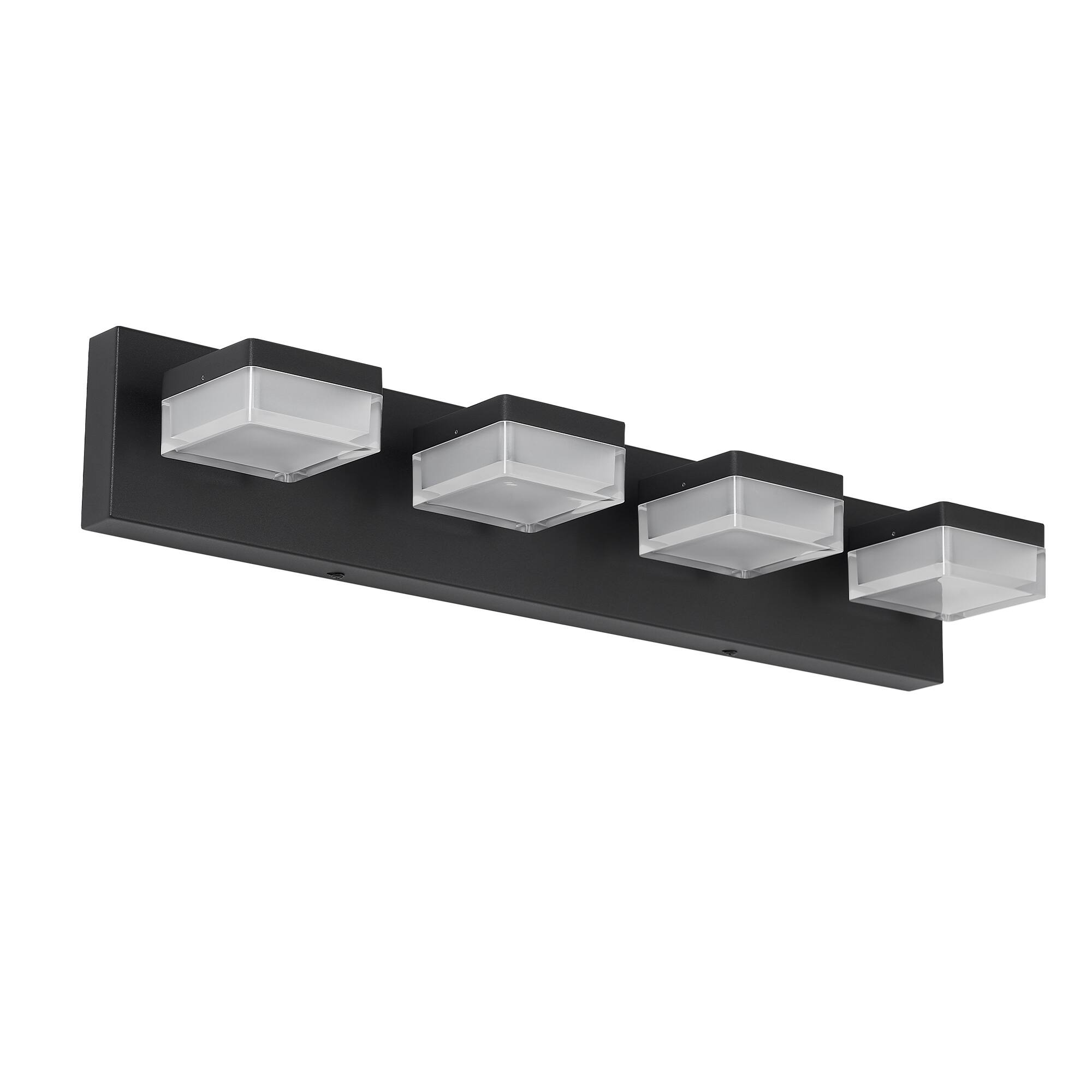 Alt View 2. HOMLUX - 24.8 in. 4 Lights Black LED Vanity Light Bar Vanity Accent Lighting Fixtures and Metal Wall Sconces with Acrylic Shade.