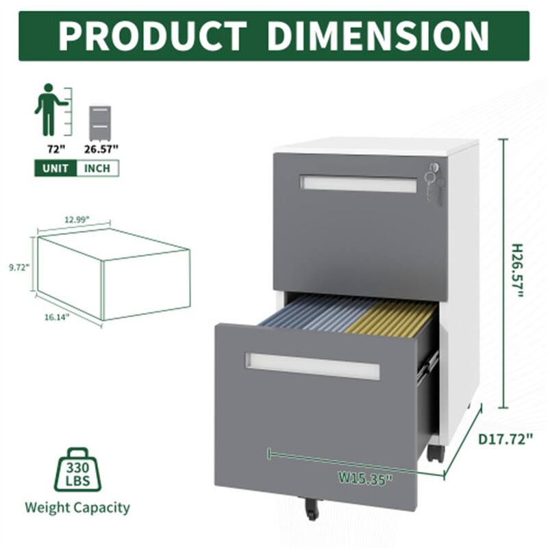 PRODUCT DIMENSION  
UNIT: INCH  

- Height (H): 26.57"  
- Width (W): 15.35"  
- Depth (D): 17.72"  
- Weight Capacity: 330 LBS  

Front View:  
- Height: 12.99"  
- Width: 9.72"  
- Depth: 16.14"  

Overall Height: 72"  
Overall Width: 26.57"