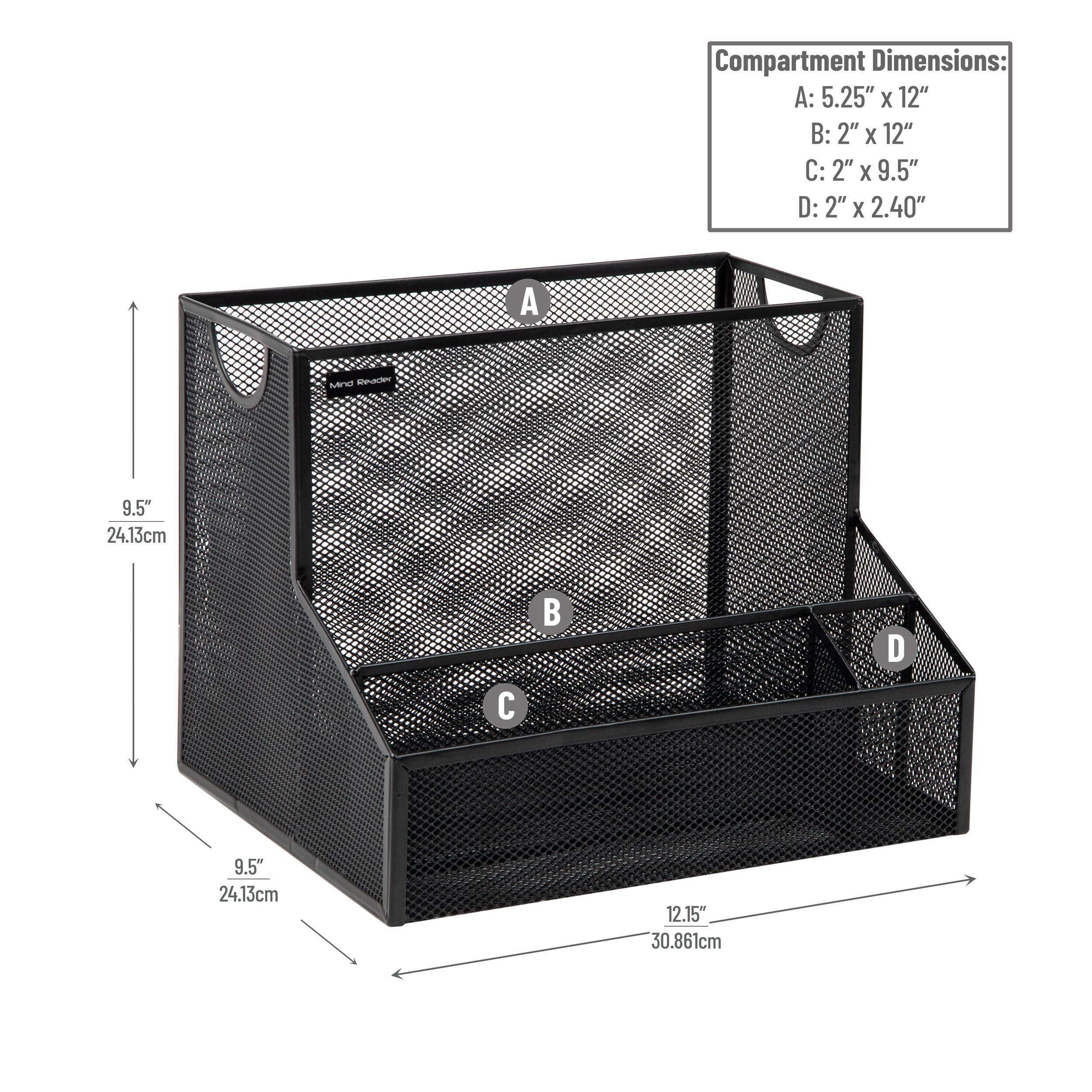 Alt View 12. Mind Reader - Desktop Organizer, Vertical File Storage, Letter Size, Office, Metal Mesh, 12.15"L x 9.5"W x 9.5"H - Black.