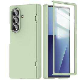 Dteck - Shockproof Case for Samsung Galaxy Z Fold7 with Built-in Glass Screen Protector, Rigid Hard PC Hinge Protective Cover - Lightgreen