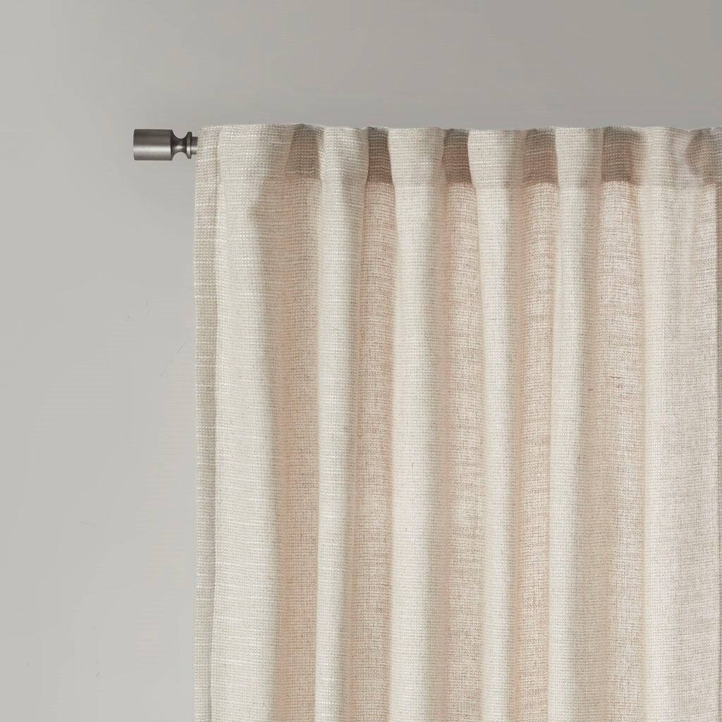 Alt View 4. BreeBe - Faux Linen Rod Pocket and Back Tab Fleece Lined Curtain Panel(Only 1 Pc Panel) - Natural.