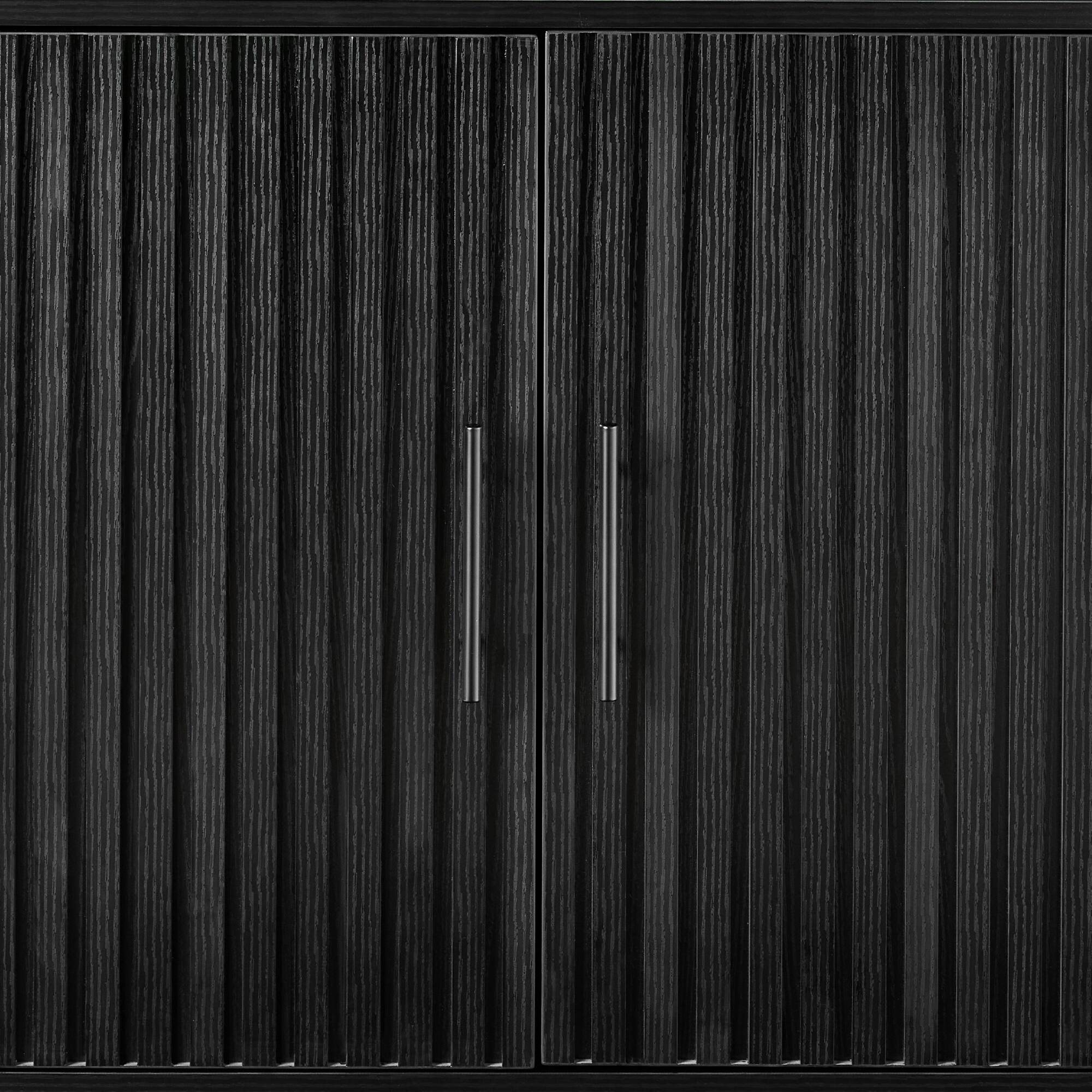 Alt View 3. Best Choice Products - Best Choice Products 2-Door Slatted   Storage Cabinet, Accent Furniture w/ Non-Scratch Foot Pads - Black - Black.