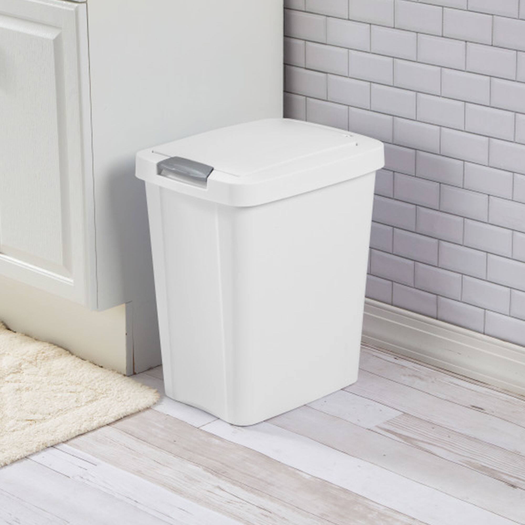 Alt View 3. Sterilite - Sterilite 7.5 Gallon TouchTop Wastebasket Trash Can with Latch, 4 Pack, White - White.