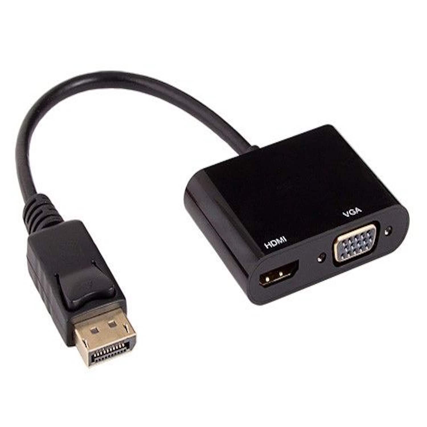 Sanoxy - Displayport 1.2 Male to 4K HDMI+VGA Passive Adapter Cable with Latches 4K Resolution Ready - Black
