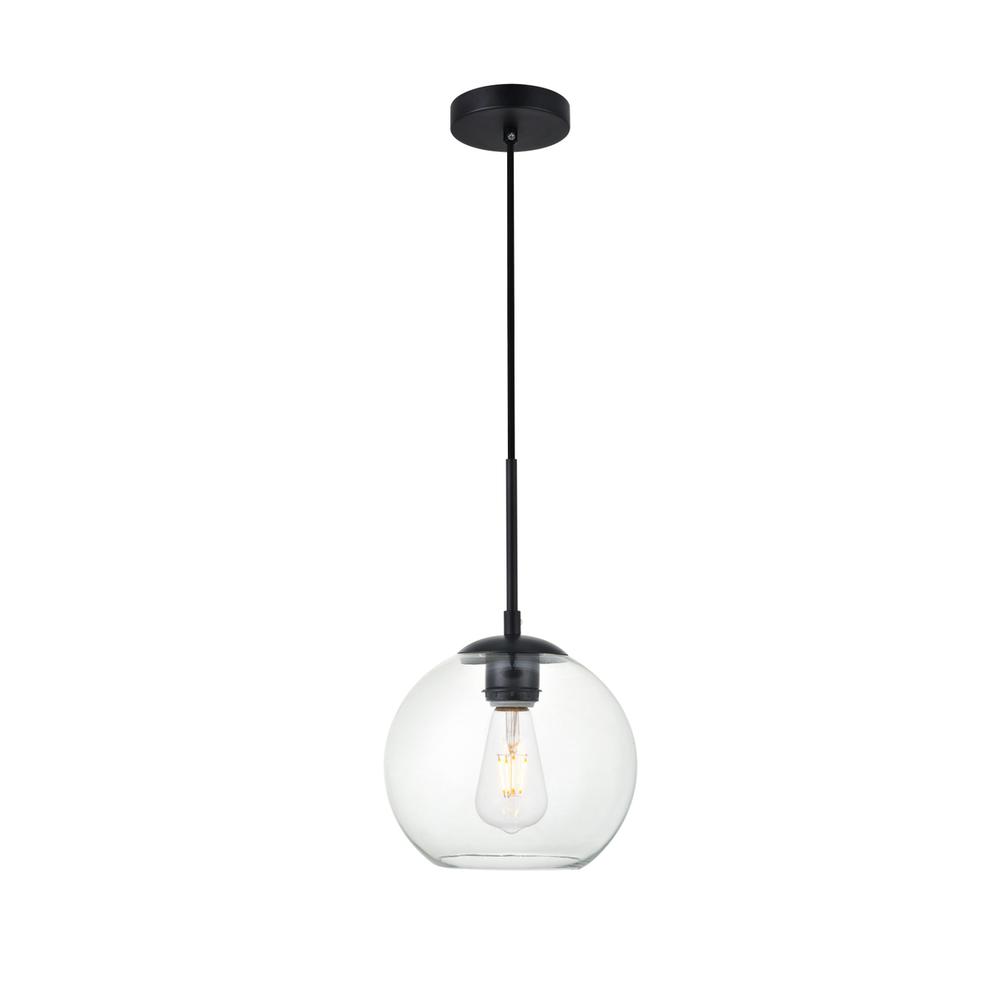 Angle. Living District - Baxter 1 Light Black Pendant With Clear Glass - Black And Clear.
