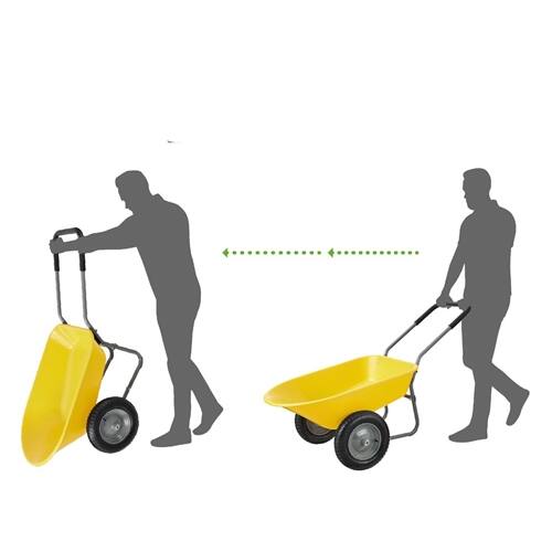 Back. SlickBlue - Heavy Duty 2-Wheel Wheelbarrow with Rust-Proof Frame for Garden and Yard Work - Yellow.