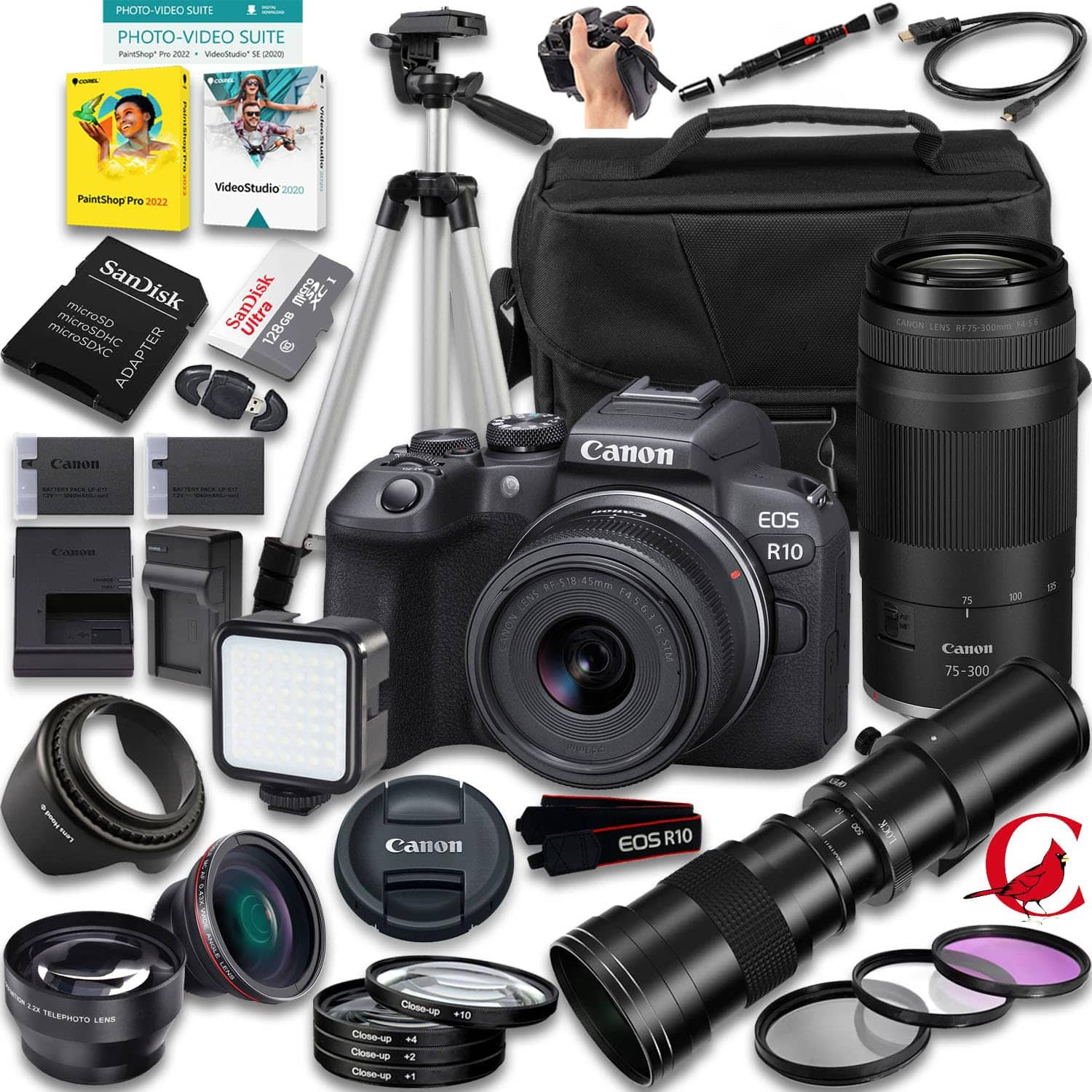 Canon - EOS R10 Mirrorless Camera with 18-45mm f/4.5-6.3 IS STM And 75-300mm f/4-5.6 & 420-800mm f/8 Lens + 128 GB Memory - Black price history on PriceWatchPro