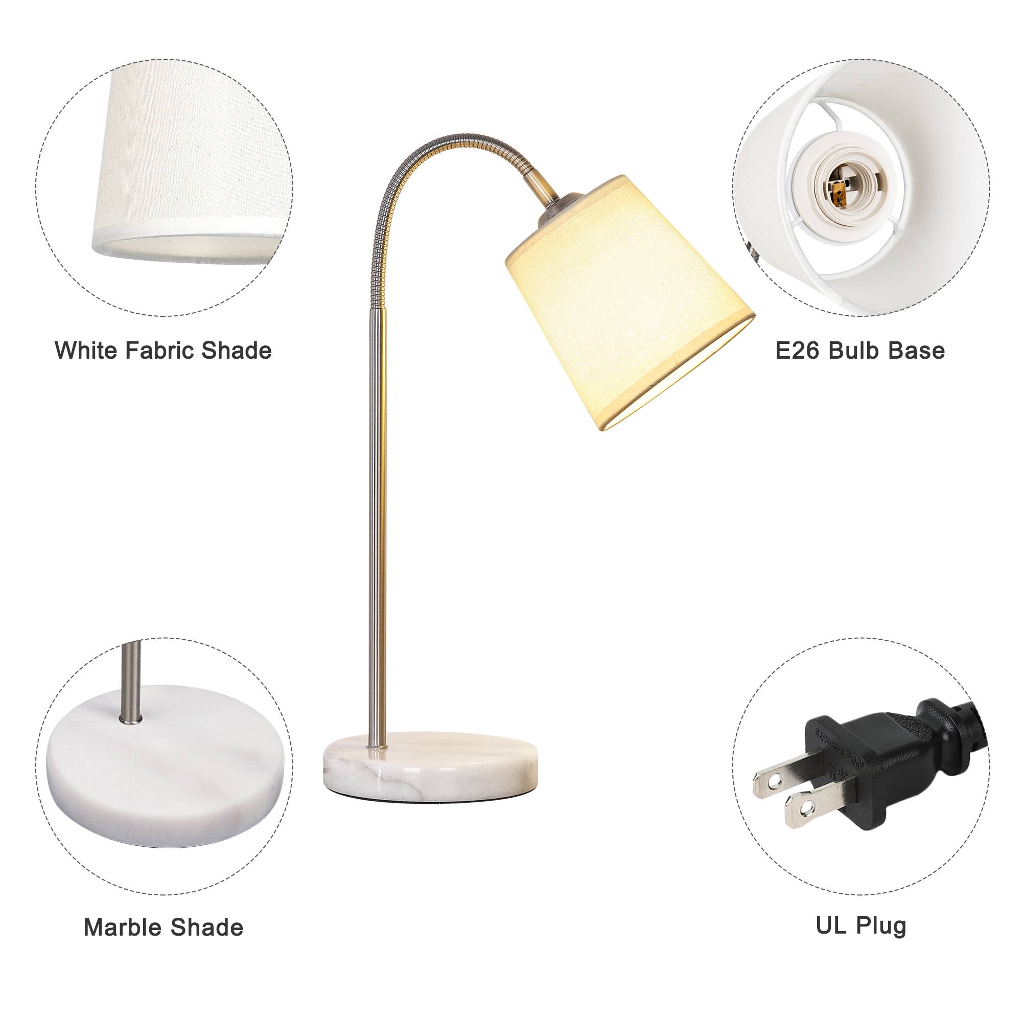 White Fabric Shade  
E26 Bulb Base  
Marble Shade  
UL Plug