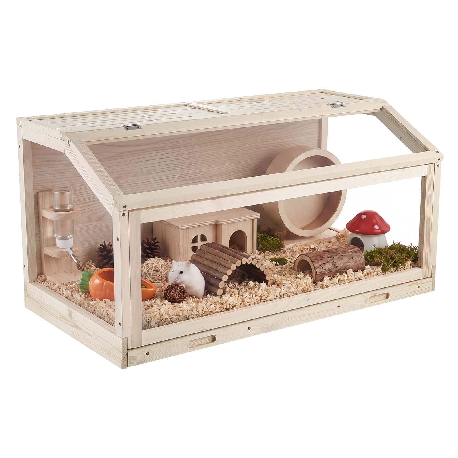 "VEVOR - Wooden Hamster Cage 39.4""x20.5""x19.9"" 270° Viewing Hamster Habitat,Chewproof Acrylic Small Animal Cage with Openable Top - Wood Grain" price history on PriceWatchPro