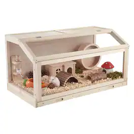 VEVOR - Wooden Hamster Cage 39.4"x20.5"x19.9" 270° Viewing Hamster Habitat,Chewproof Acrylic Small Animal Cage with Openable Top - Wood Grain