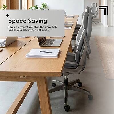 Space Saving Flip-up arms let you slide the chair fully under your desk when not in use.