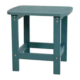 Emma + Oliver - Hammond Indoor/Outdoor Polyresin Adirondack Side Table for Porch, Patio, or Sunroom - Sea Foam