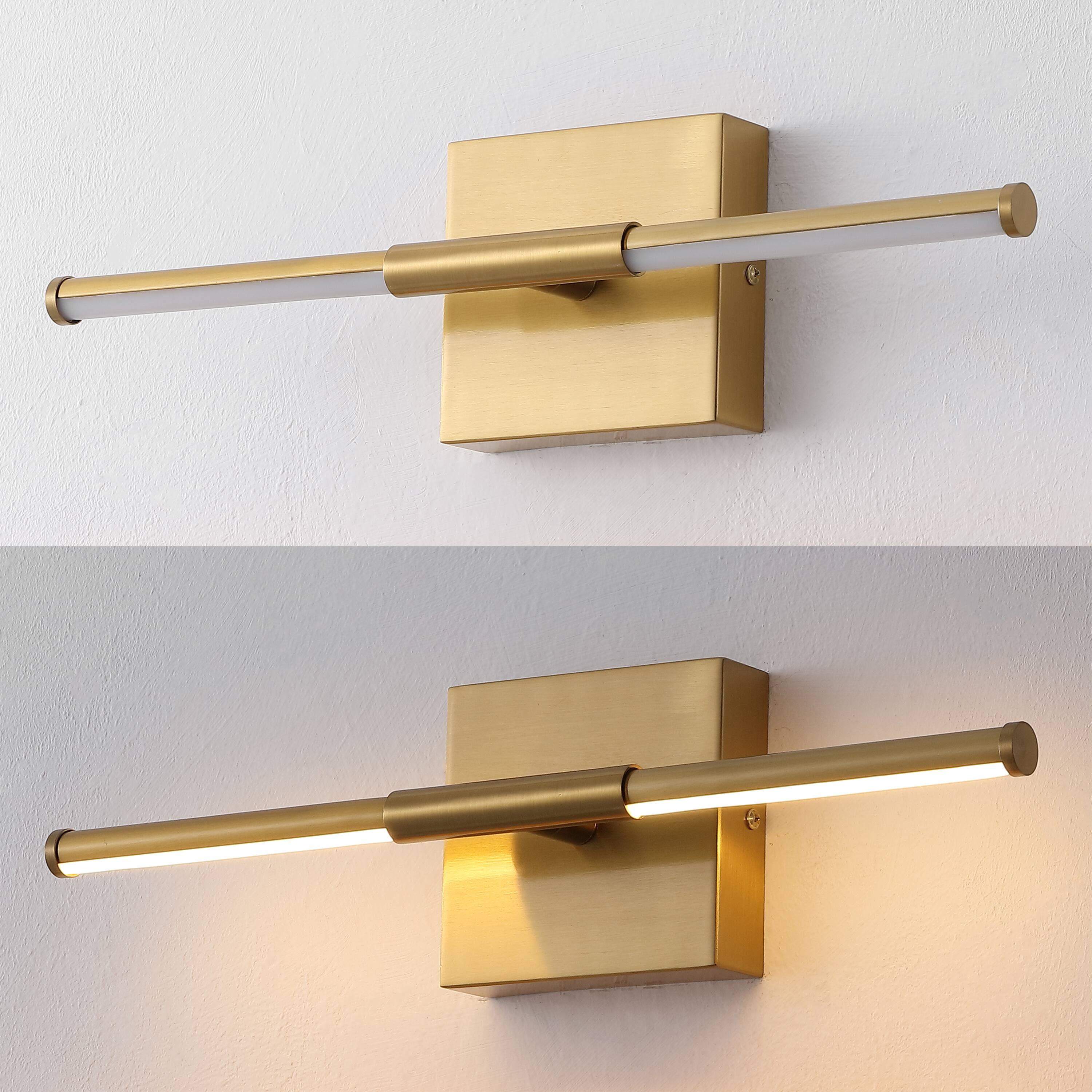 Alt View 5. Jonathan Y - McKenna 16.25" Modern Minimalist Dimmable Integrated LED Metal Wall Sconce, Brass Gold - Brass Gold.