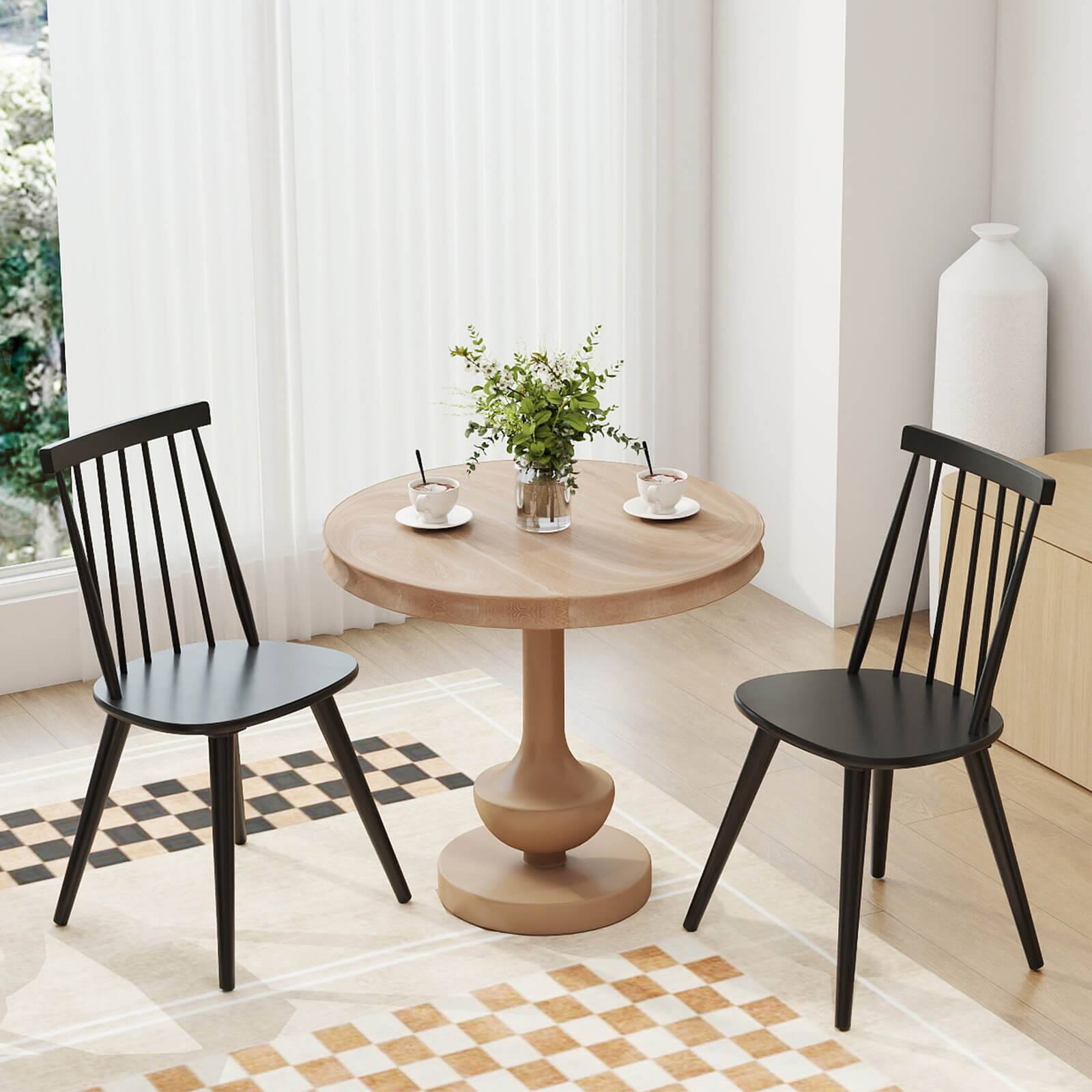 Alt View 1. Costway - Costway Windsor Dining Chairs Set of 4 w/Rubber Wood Frame High Spindle Back for Home - Black.