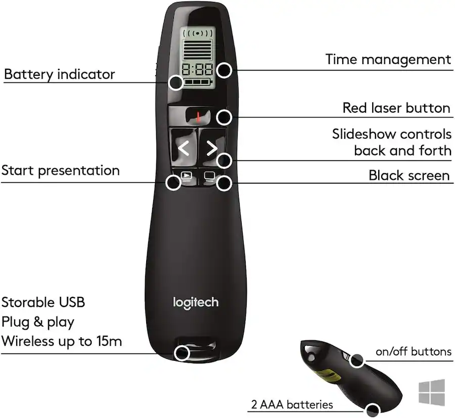 Logitech Support R800 Logitech R800 Professional Presenter Black 910-001350 - Best Buy