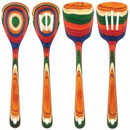 Baltique - Marrakesh Collection 4 Piece Cooking Utensil Set, Safe for Nonstick - Red, Blue, Green, Orange