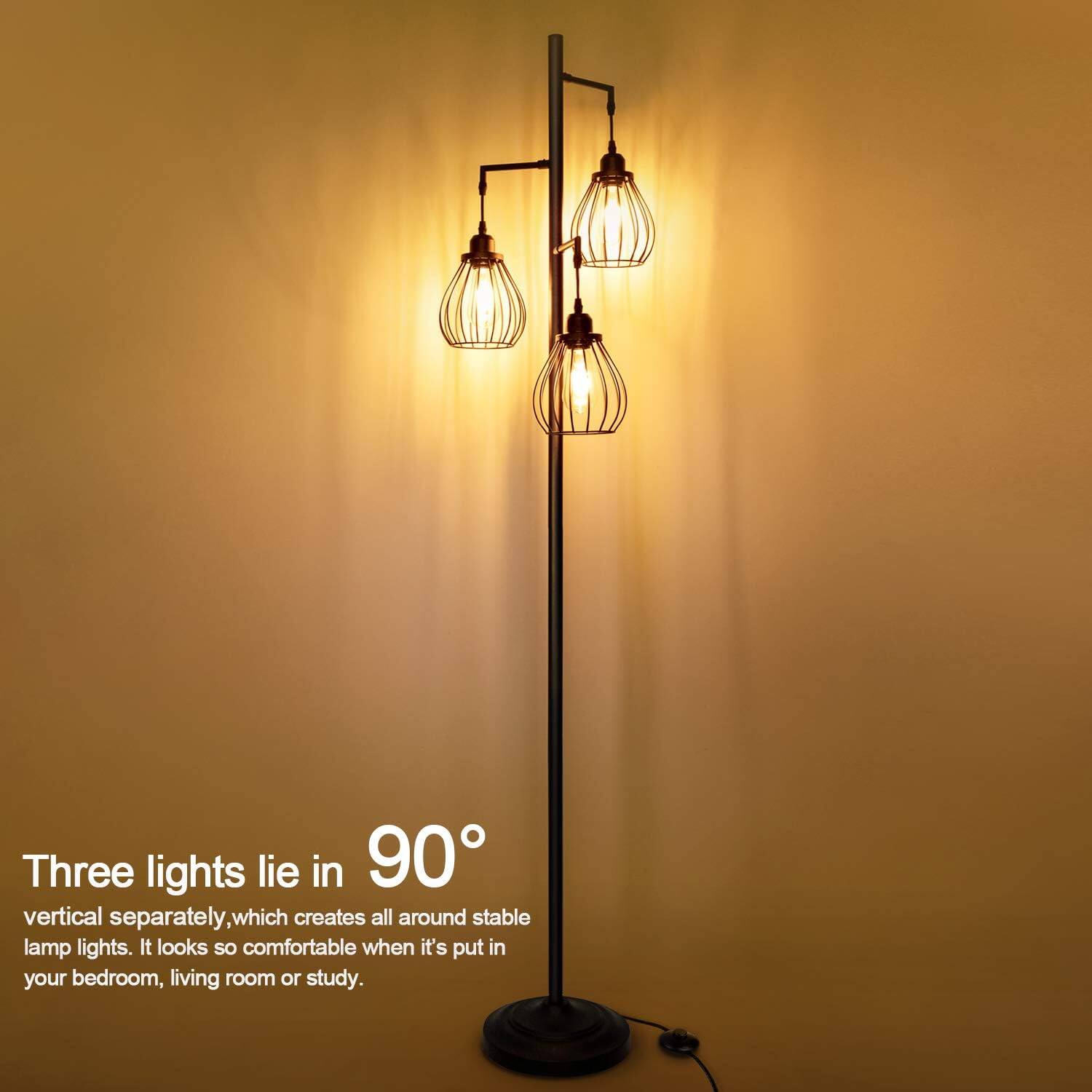 Three lights lie in 90° vertically separately, which creates all around stable lamp lights. It looks so comfortable when it's put in your bedroom, living room or study.