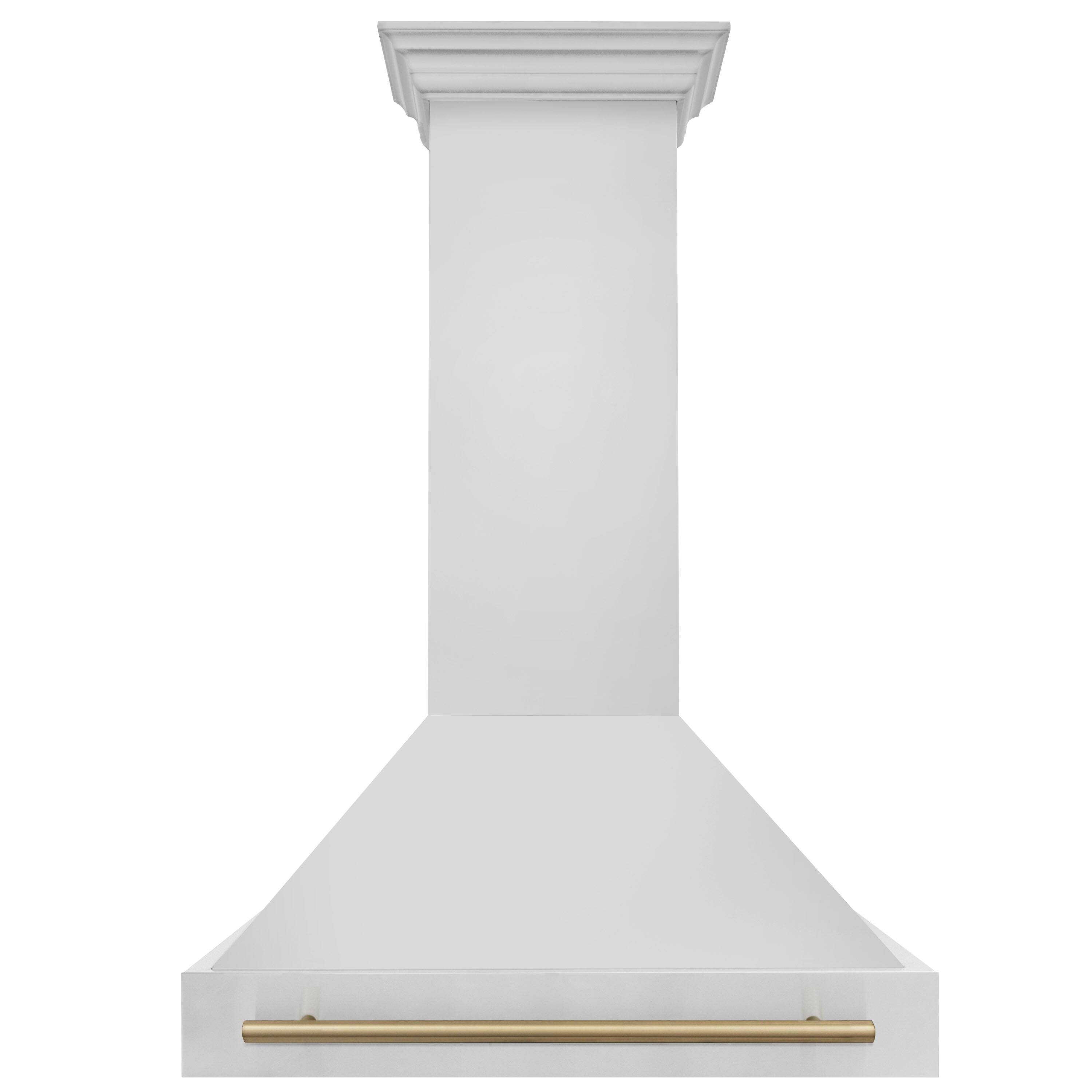Front. ZLINE - ZLINE Autograph Edition 36 in. Stainless Steel Range Hood with Stainless Steel Shell and Champagne Bronze Handle - Stainless Steel.