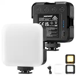 Neewer - Portable Bi-Color LED Video Light - 3200K-5600K Dimming with High CRI for Camera & Gaming
