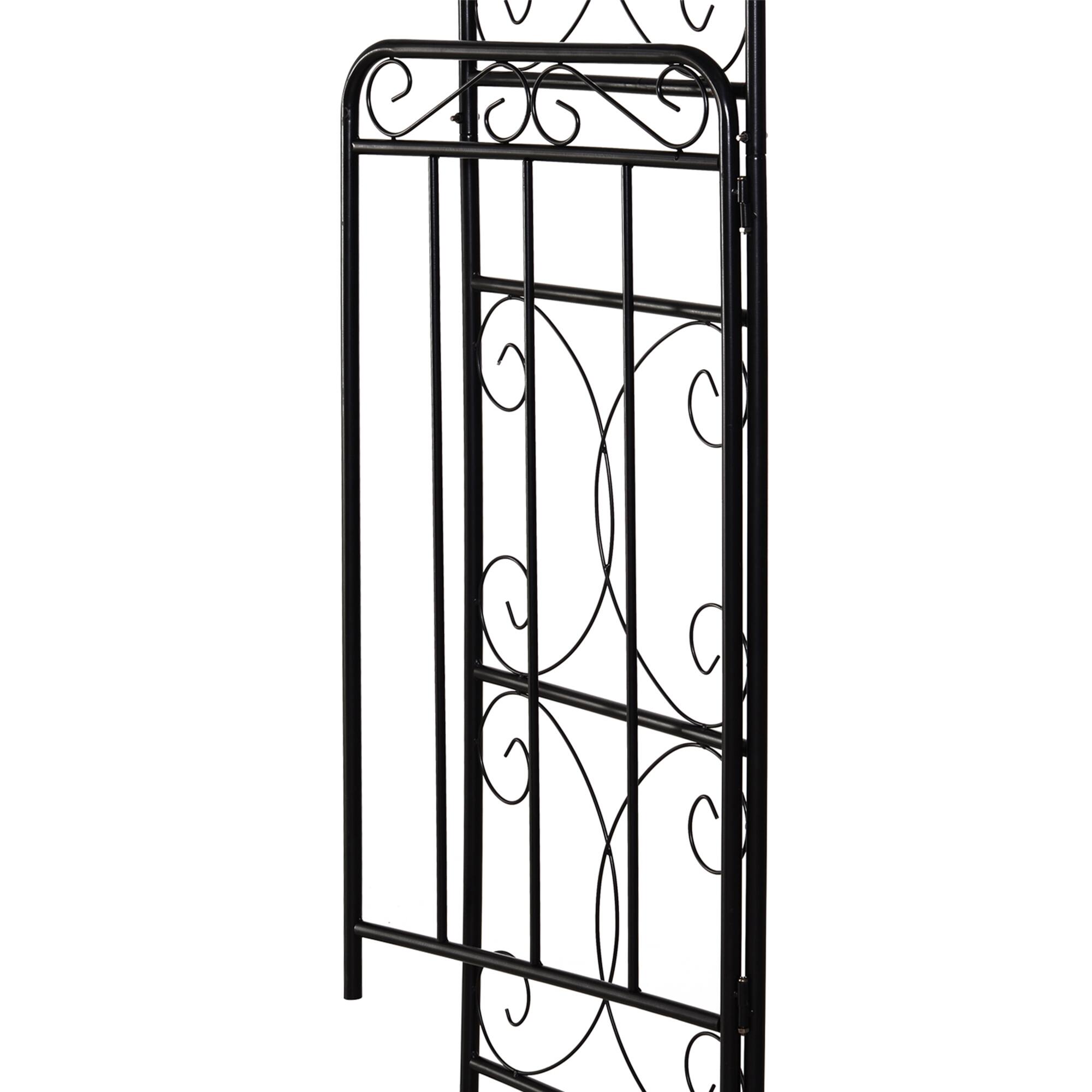 Alt View 8. Outsunny - Arch Arbor with Gate, Metal Arch Trellis, Garden Archway for Climbing Vines - Black.