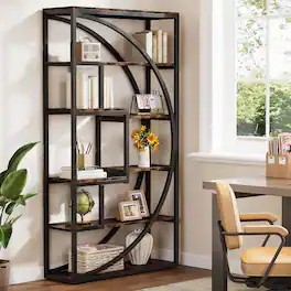 Tribesigns - Modern Bookshelf with Engineered Wood Construction and Storage Shelves for Living Room and Home Office - Brown