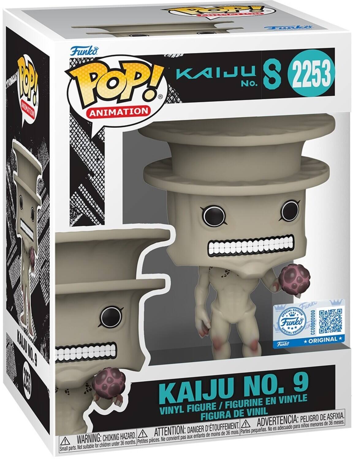 Funko POP! Animation  
Kaiju No. 9  
S 2253  

Original Kaiju No. 9  
Vinyl Figure / Figurine en Vinyle / Figura de Vinil  

Warning: Choking Hazard. Small parts. Not suitable for children under 36 months.  
Advertencia: Peligro de asfixia. No es adecuado para niños menores de 36 meses.  
Attention: Danger d'étouffement. Ne convient pas aux enfants de moins de 36 mois.