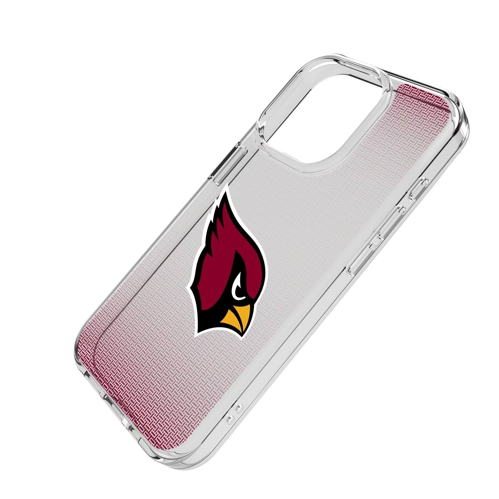 Alt View 1. Keyscaper - Arizona Cardinals Linen Logo iPhone Clear Case - 14 Pro - Multicolor.