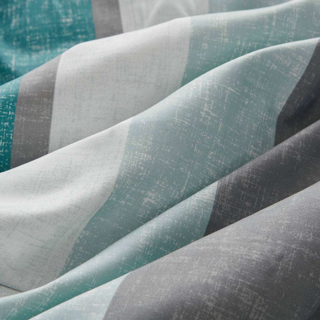 Alt View 5. Gracie Mills - Gracie Mills Ware Striped Comforter Set with Bed Sheets - Aqua/Grey.