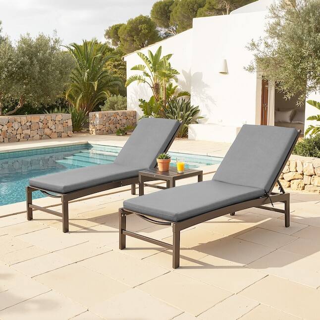 Angle. Crestlive Products - Crestlive Products 1pc 72in Outdoor Water Resistant Chaise Lounge Chair Cushion with Ties Patio lounge cushion - Light gray.