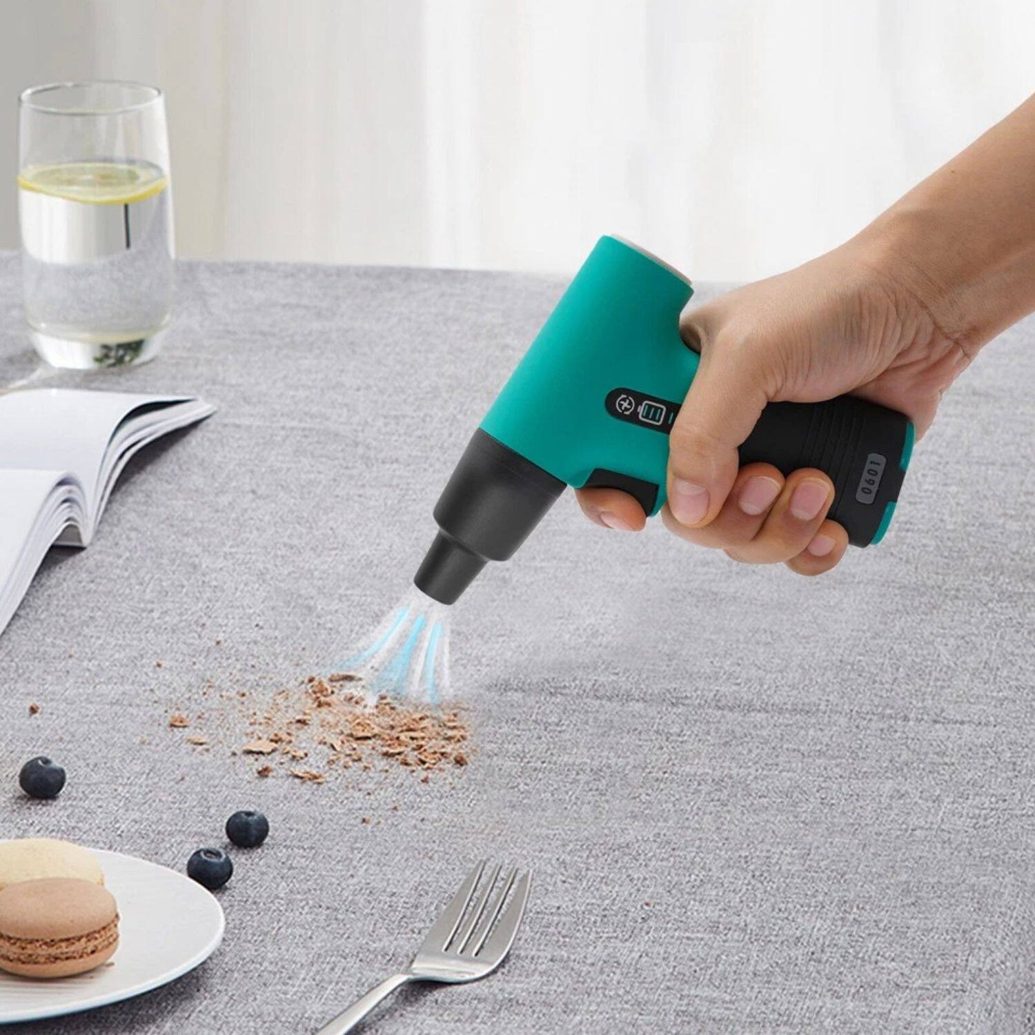 Angle. Stock Preferred - Rechargeable Electric Compressed Air Duster & Vacuum Cleaner - Green.