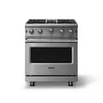 Viking - 30 in. Wide 4 Burner Professional 5 Series 4.0 Cu. Ft. Freestanding Gas Convection Range - Stainless Steel