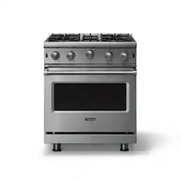 Viking - 30 in. Wide 4 Burner Professional 5 Series 4.0 Cu. Ft. Freestanding Gas Convection Range - Stainless Steel